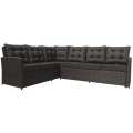 Sada záhradného nábytku 4v1 Technorattan Hnedý + Roh + Stôl + 2 Pufy + 15 Vankúšov