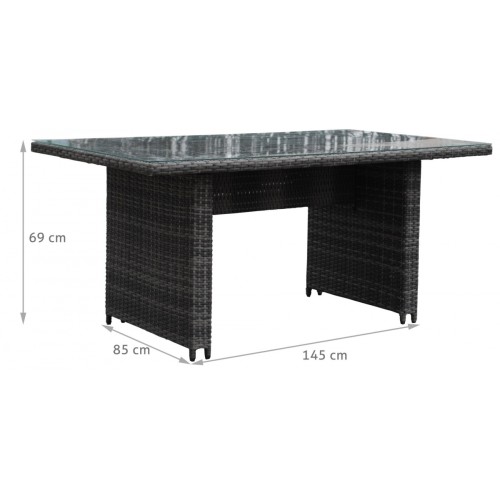 Sada záhradného nábytku 4v1 Technorattan Sivý + Roh + Stôl + 2 Pufy + 15 Vankúšov