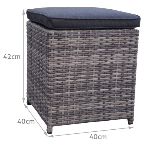 Sada záhradného nábytku 4v1 Technorattan Sivý + Roh + Stôl + 2 Pufy + 15 Vankúšov