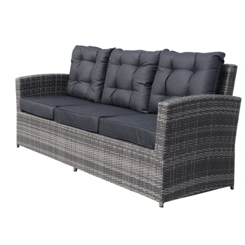 Sada záhradného nábytku 6v1 Technorattan Sivý + Gauč + Vysoký stôl + 2 Kreslá + 2 Pufy + 12 Vankúšov