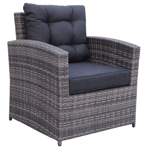 Sada záhradného nábytku 6v1 Technorattan Sivý + Gauč + Vysoký stôl + 2 Kreslá + 2 Pufy + 12 Vankúšov