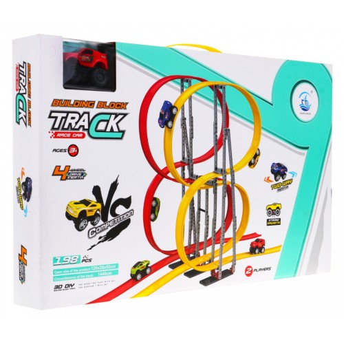 Extrémna závodná dráha pre deti 3+ Trasa na zostavenie 198 ks. + 2 autíčka s magnetom