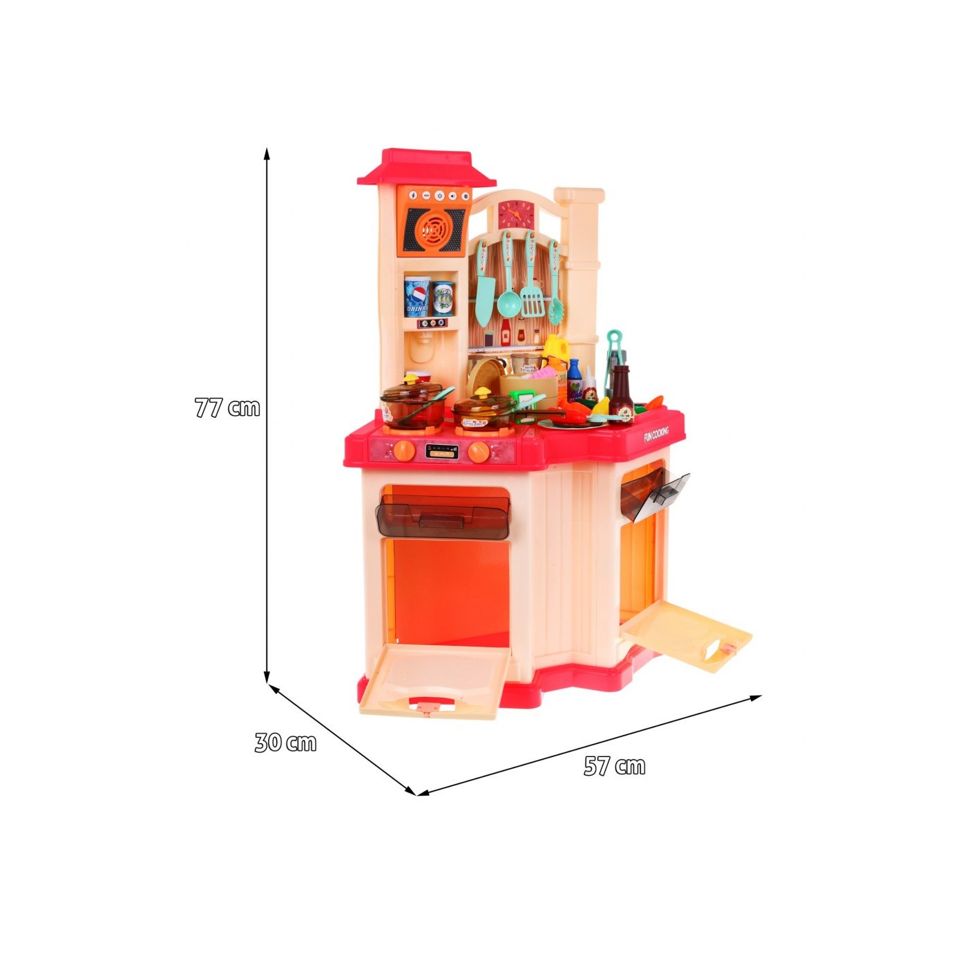 Ružová kuchyňa pre deti 3+ Rádio + Interaktívny horák + Funkcia pary + Príslušenstvo