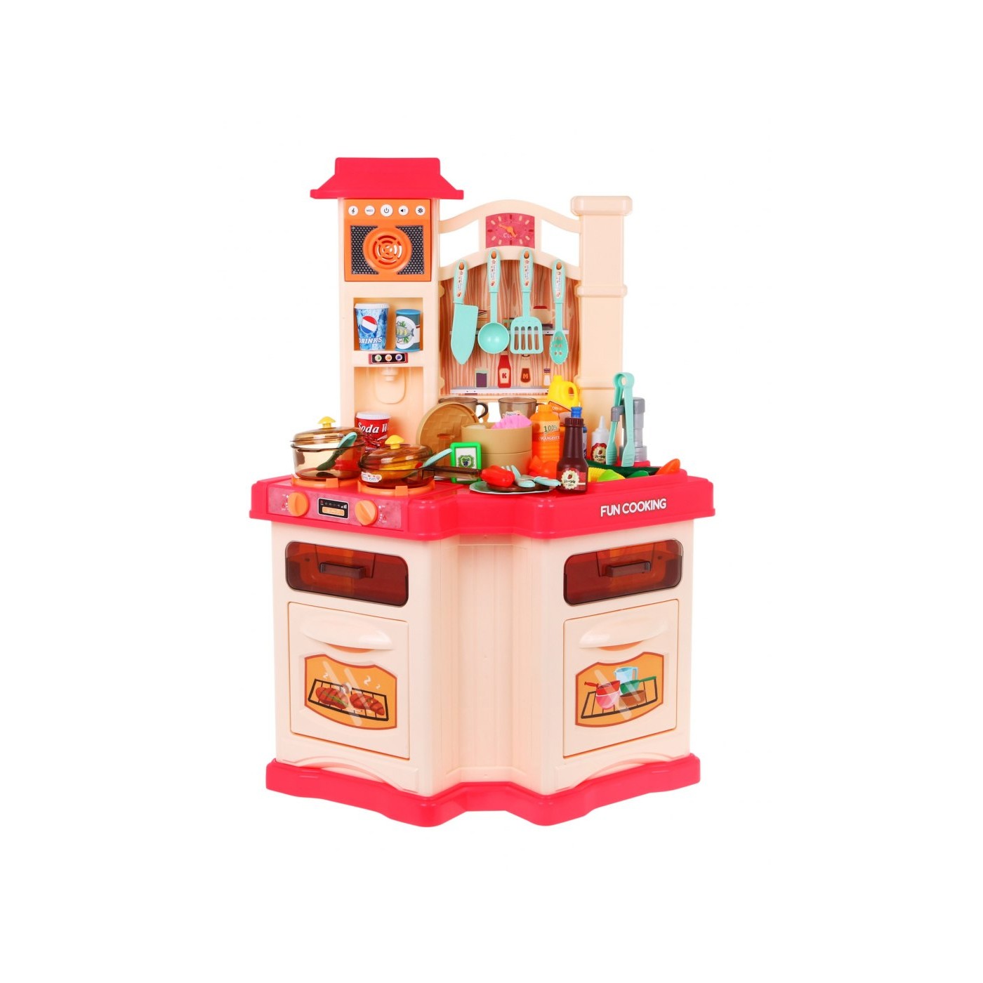 Ružová kuchyňa pre deti 3+ Rádio + Interaktívny horák + Funkcia pary + Príslušenstvo