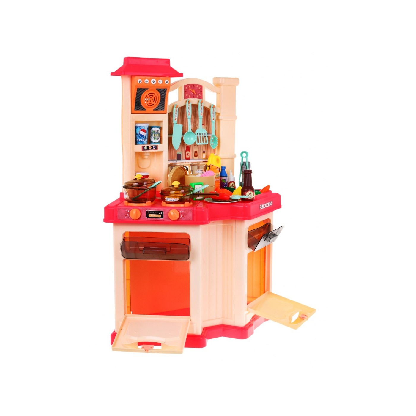 Ružová kuchyňa pre deti 3+ Rádio + Interaktívny horák + Funkcia pary + Príslušenstvo