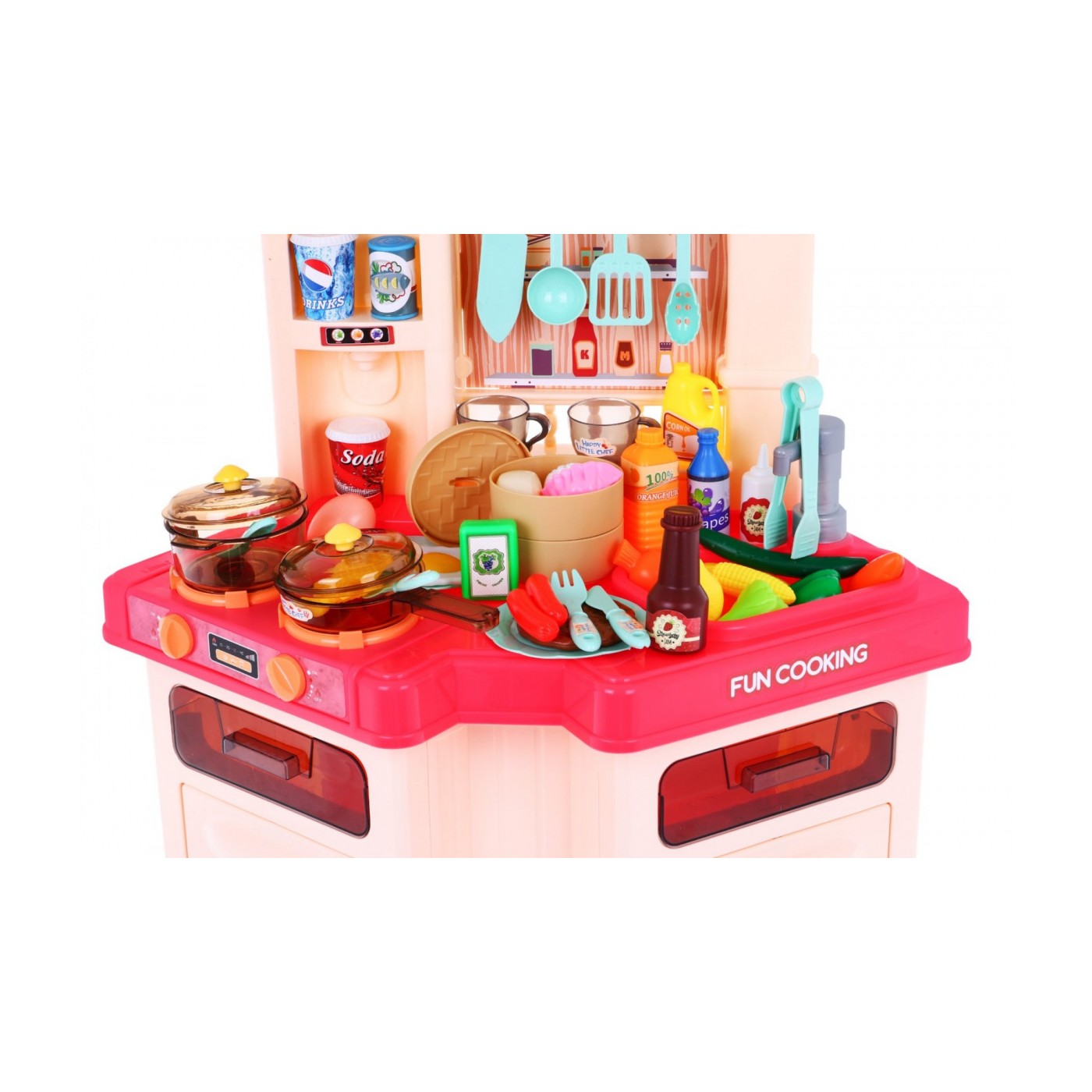 Ružová kuchyňa pre deti 3+ Rádio + Interaktívny horák + Funkcia pary + Príslušenstvo