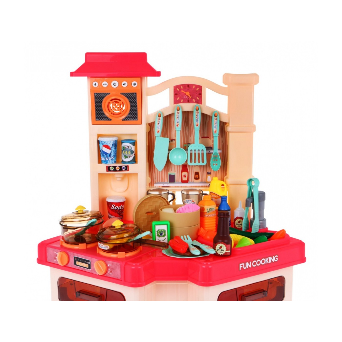 Ružová kuchyňa pre deti 3+ Rádio + Interaktívny horák + Funkcia pary + Príslušenstvo