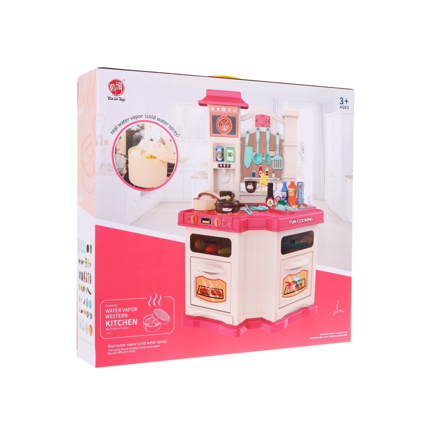 Ružová kuchyňa pre deti 3+ Rádio + Interaktívny horák + Funkcia pary + Príslušenstvo