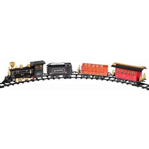 Veľká železnica s funkciou Dymu pre deti 5+ Koľaje na zostavenie + Vlak s vagónmi