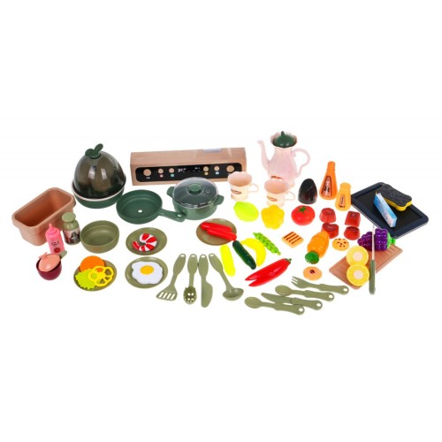 Štýlová kuchyňa pre deti 3+ Kran s vodou + Interaktívny horák s parou + Audio panel 65 ks.