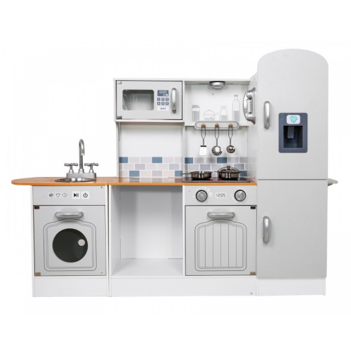 Mega Rohová Drevená Kuchyňa s Efektmi Svetla a Zvuku