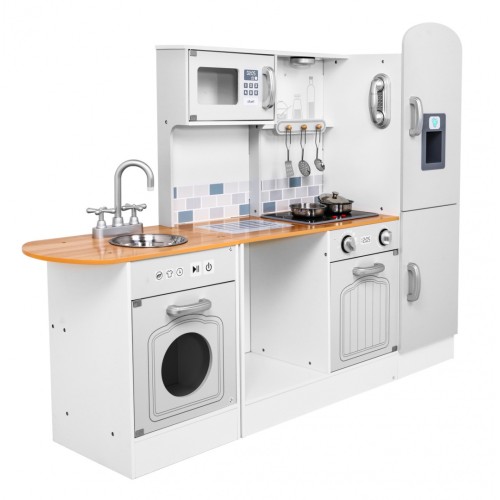 Mega Rohová Drevená Kuchyňa s Efektmi Svetla a Zvuku