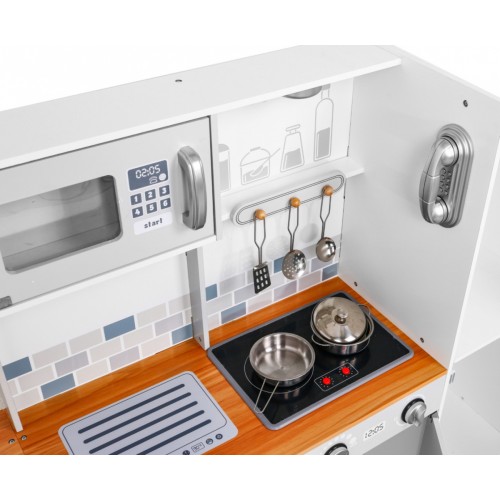 Mega Rohová Drevená Kuchyňa s Efektmi Svetla a Zvuku