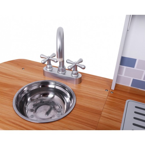 Mega Rohová Drevená Kuchyňa s Efektmi Svetla a Zvuku