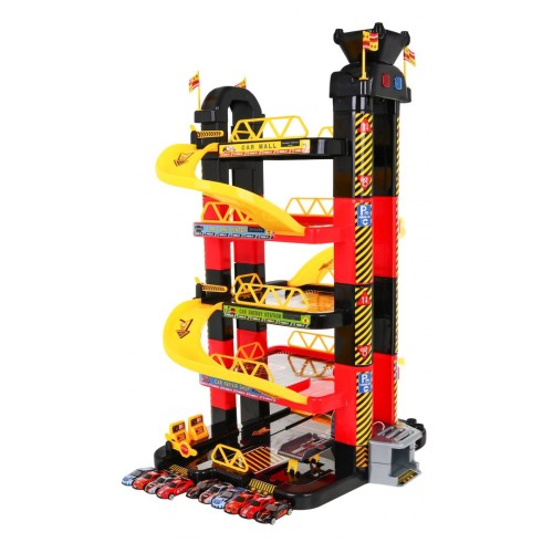 5-poschodové parkovisko pre deti 3+ Pohyblivý výťah + 10 autíčok angličákov + Svetlá