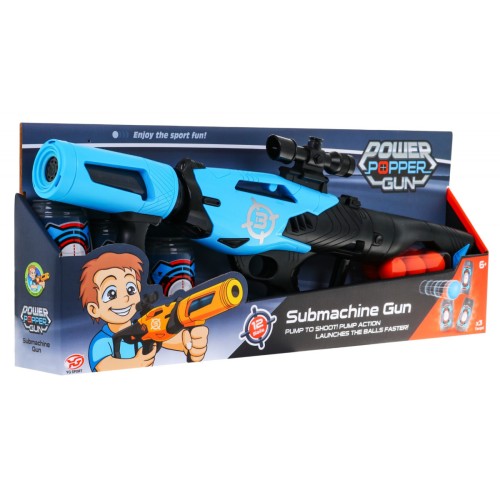 Veľká pištoľ pre deti 6+ Ručný výstrelový mechanizmus + 12 Pienkových guličiek + 3 atrapy plechoviek
