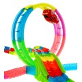 Svietiaci v tme závodný okruh pre deti 3+ Slučky 360 + Výšky 166 ks. + 2 autíčka LED
