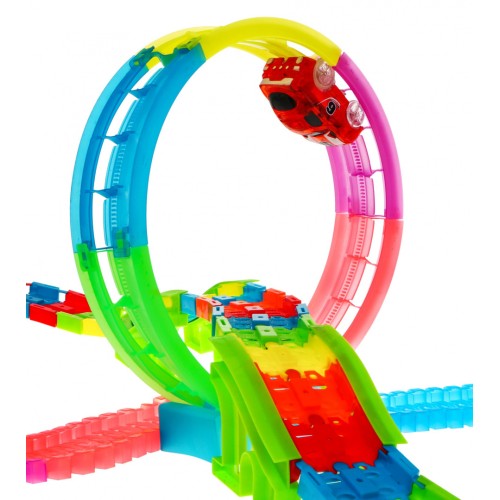Svietiaci v tme závodný okruh pre deti 3+ Slučky 360 + Výšky 166 ks. + 2 autíčka LED
