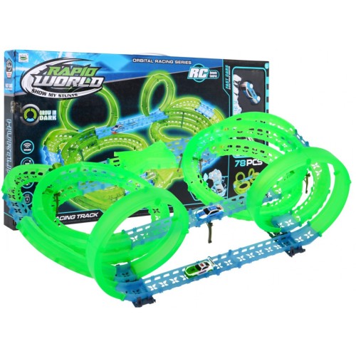 Svietiaci v tme závodný okruh pre deti 3+ Slučky 360 + 2 autíčka LED + 2 ovládače