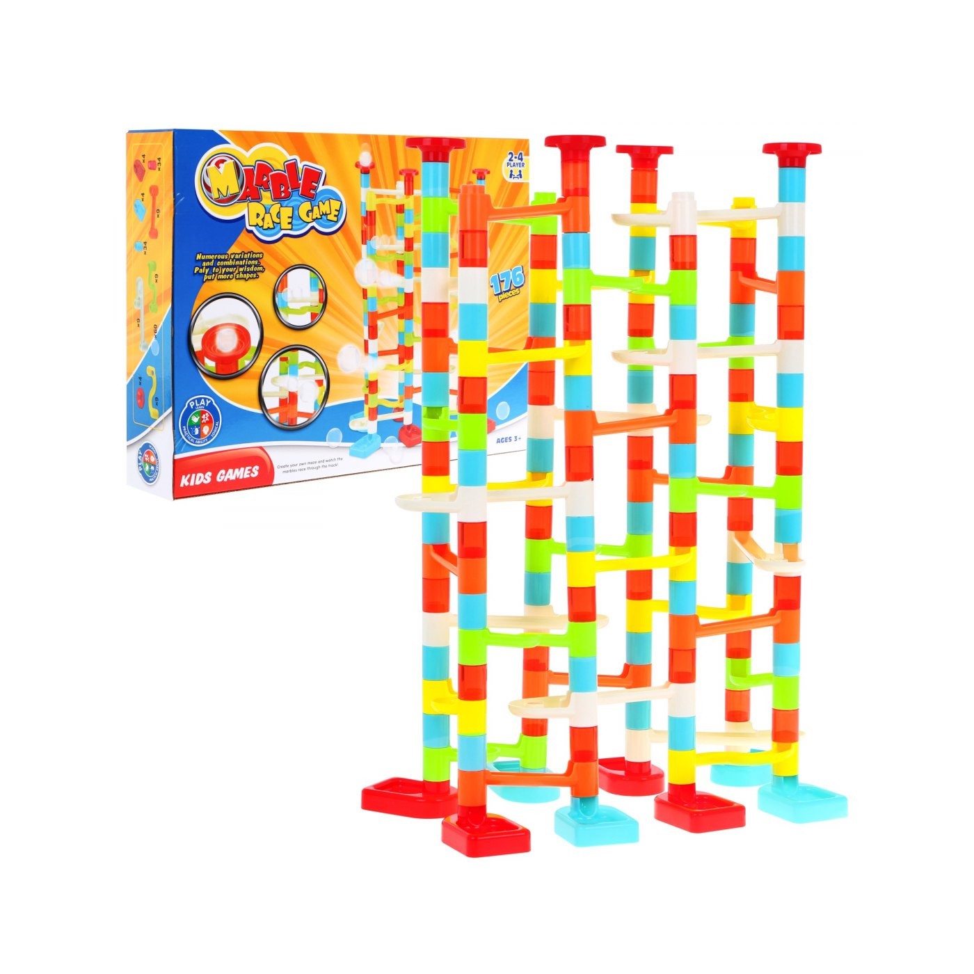 Závodná dráha na Guličky pre deti 3+ Samostatné budovanie + Mnoho variant + 176 ks.