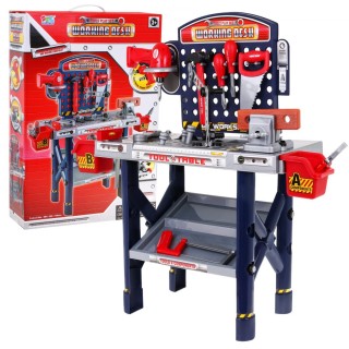Veľká dielňa pre deti 3+ Stolík s náradím 55 ks. + Elektrická skrutkovačka + Interaktívne funkcie