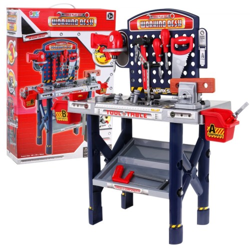 Veľká dielňa pre deti 3+ Stolík s náradím 55 ks. + Elektrická skrutkovačka + Interaktívne funkcie